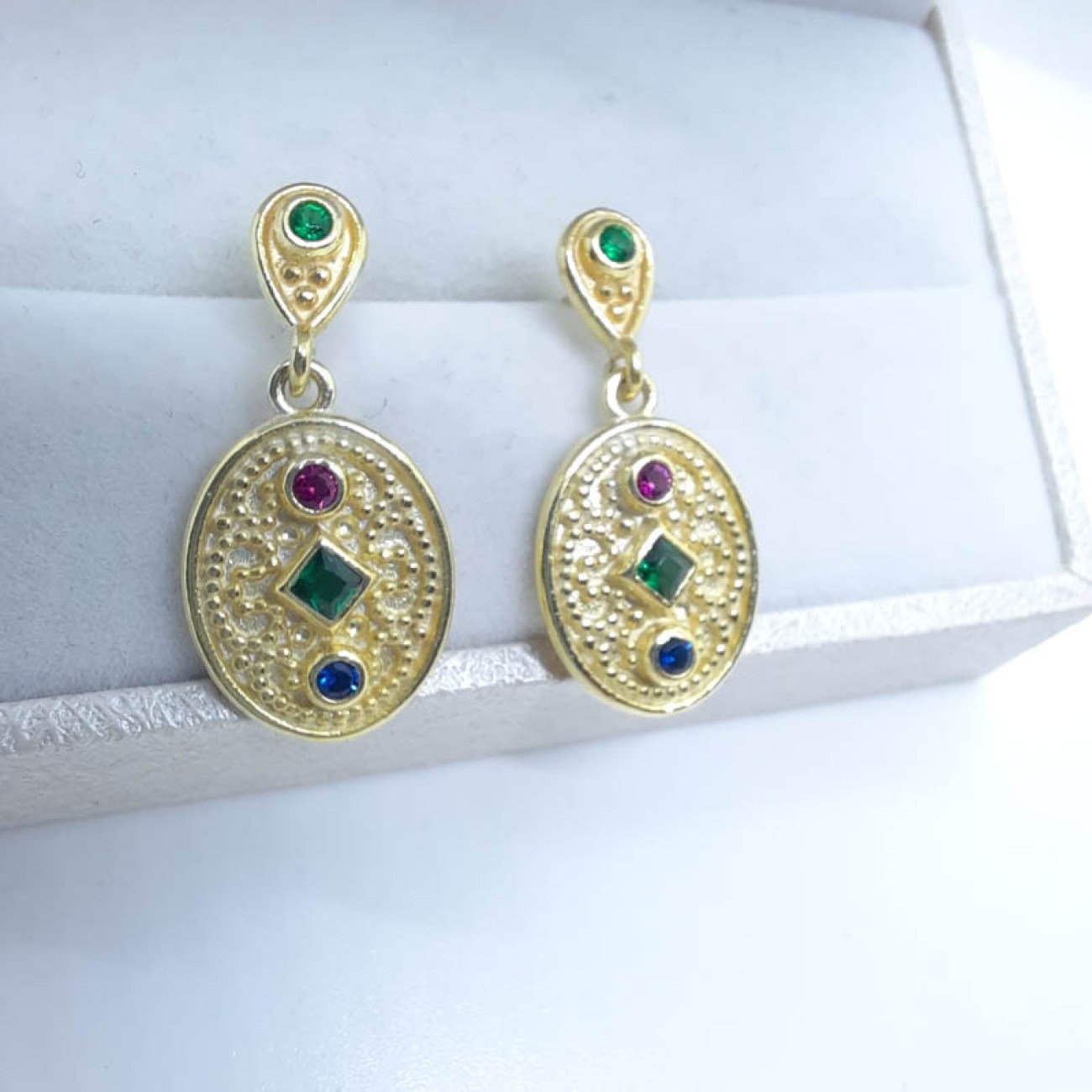 Βυζαντινά σκουλαρίκια ασήμι επιχρυσωμένο