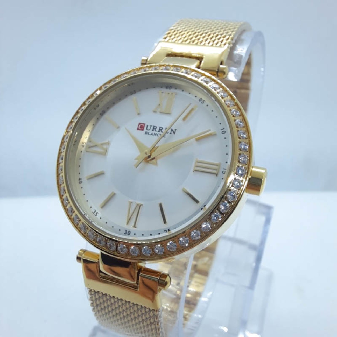 CURREN ρολόι μπρασελέ ψάθα επίχρυση