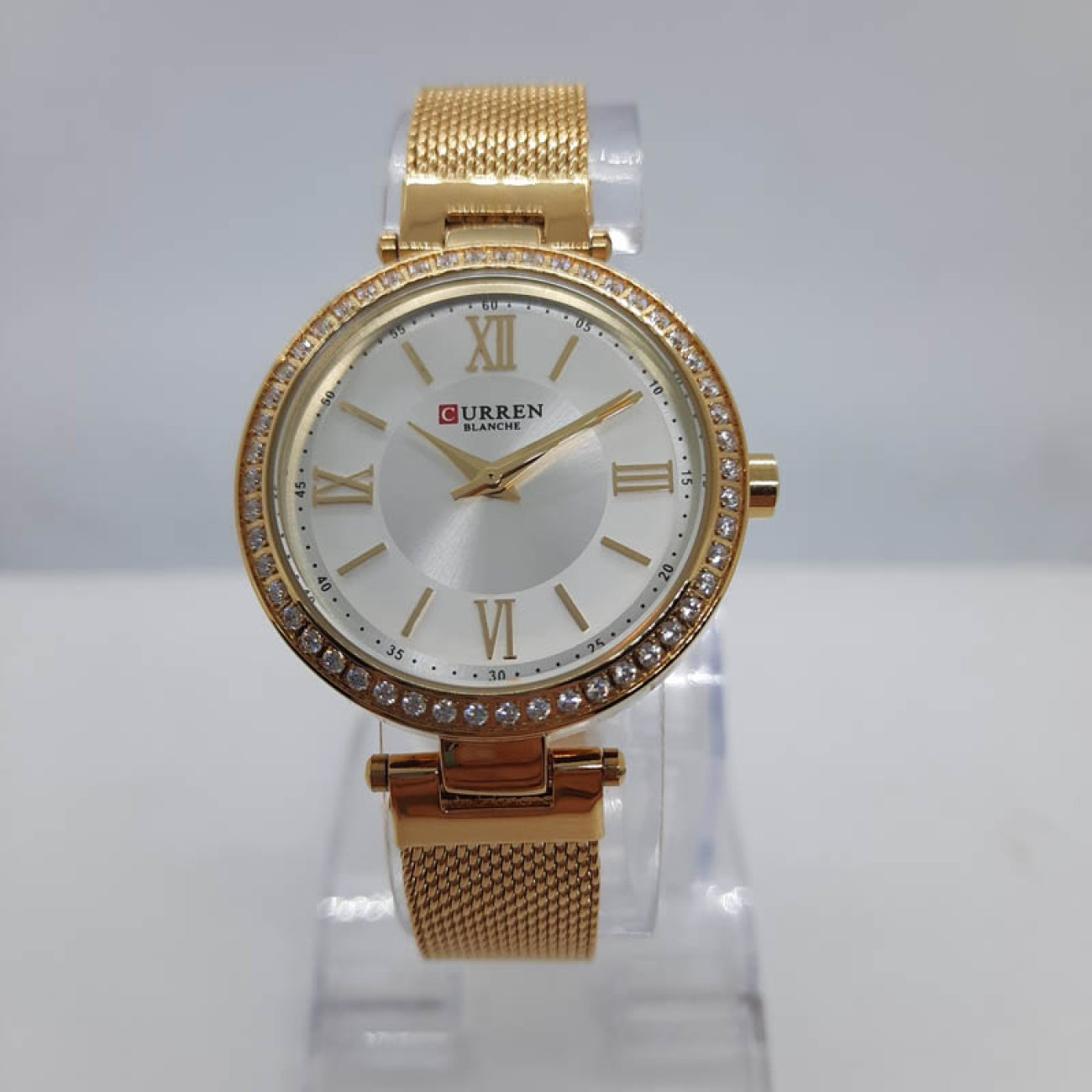 CURREN ρολόι μπρασελέ ψάθα επίχρυση