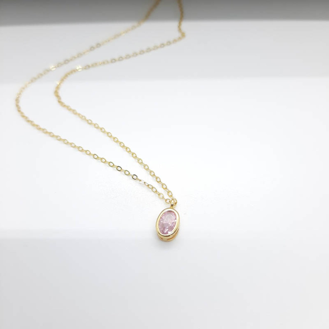 Κολιέ επίχρυσο ροζ ζιργκόν 