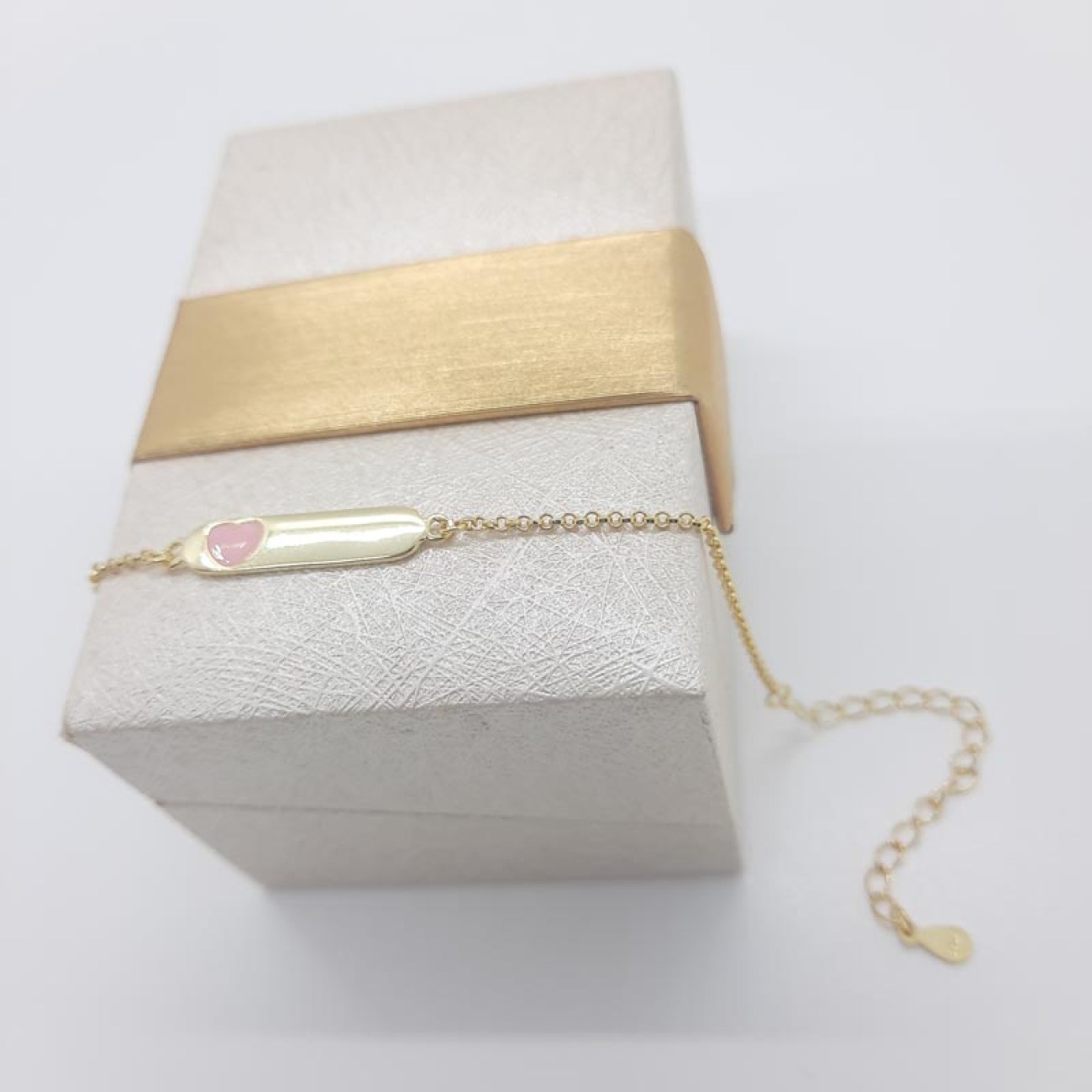 Ταυτότητα επιχρυσωμένο ασήμι ροζ καρδιά