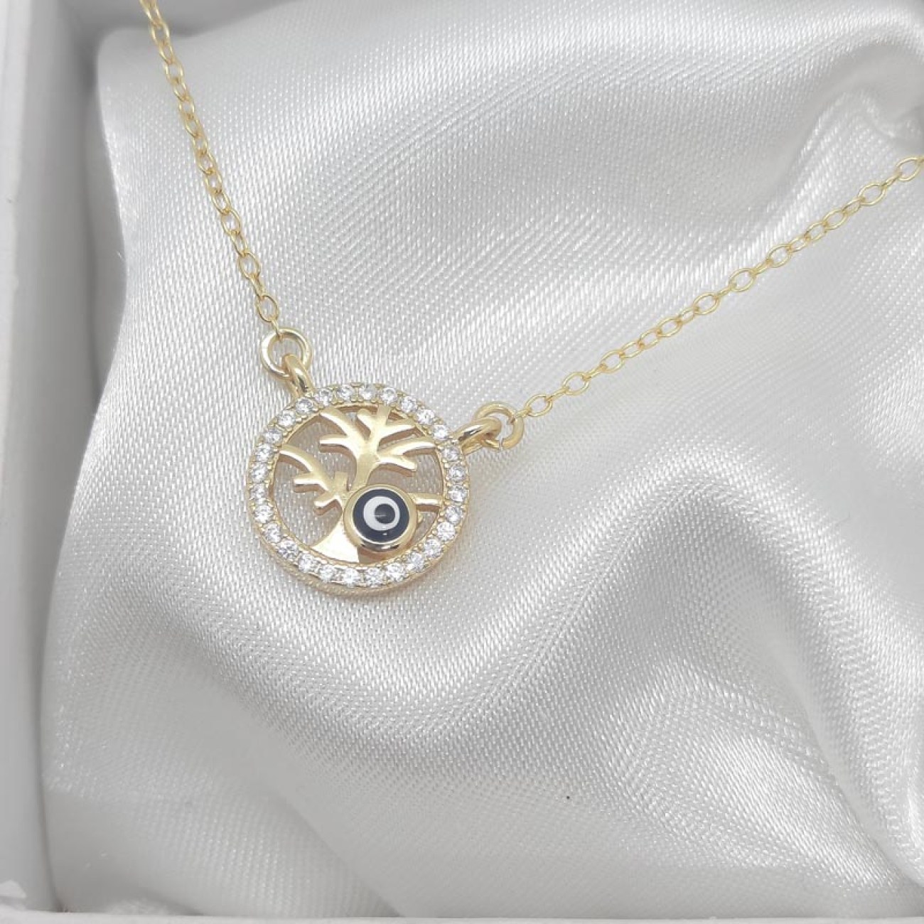Κολιέ καρδούλα ματάκι επίχρυσο