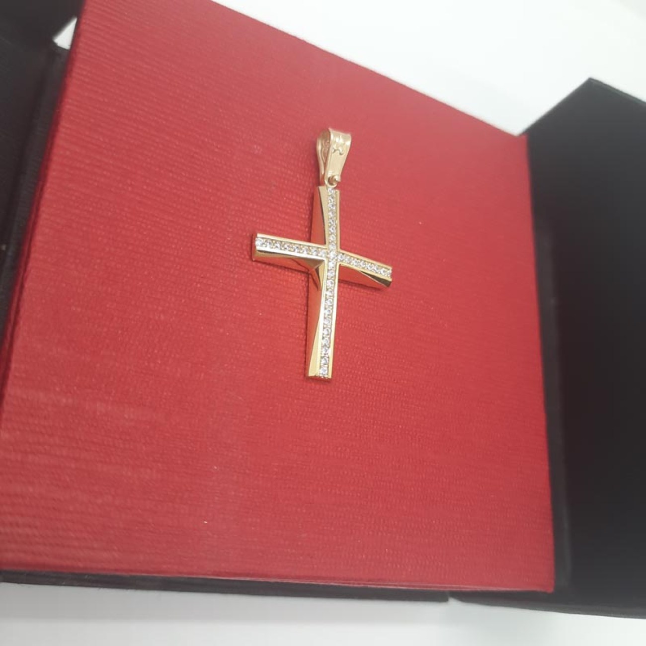 Σταυρός χρυσός ζιργκόν grande