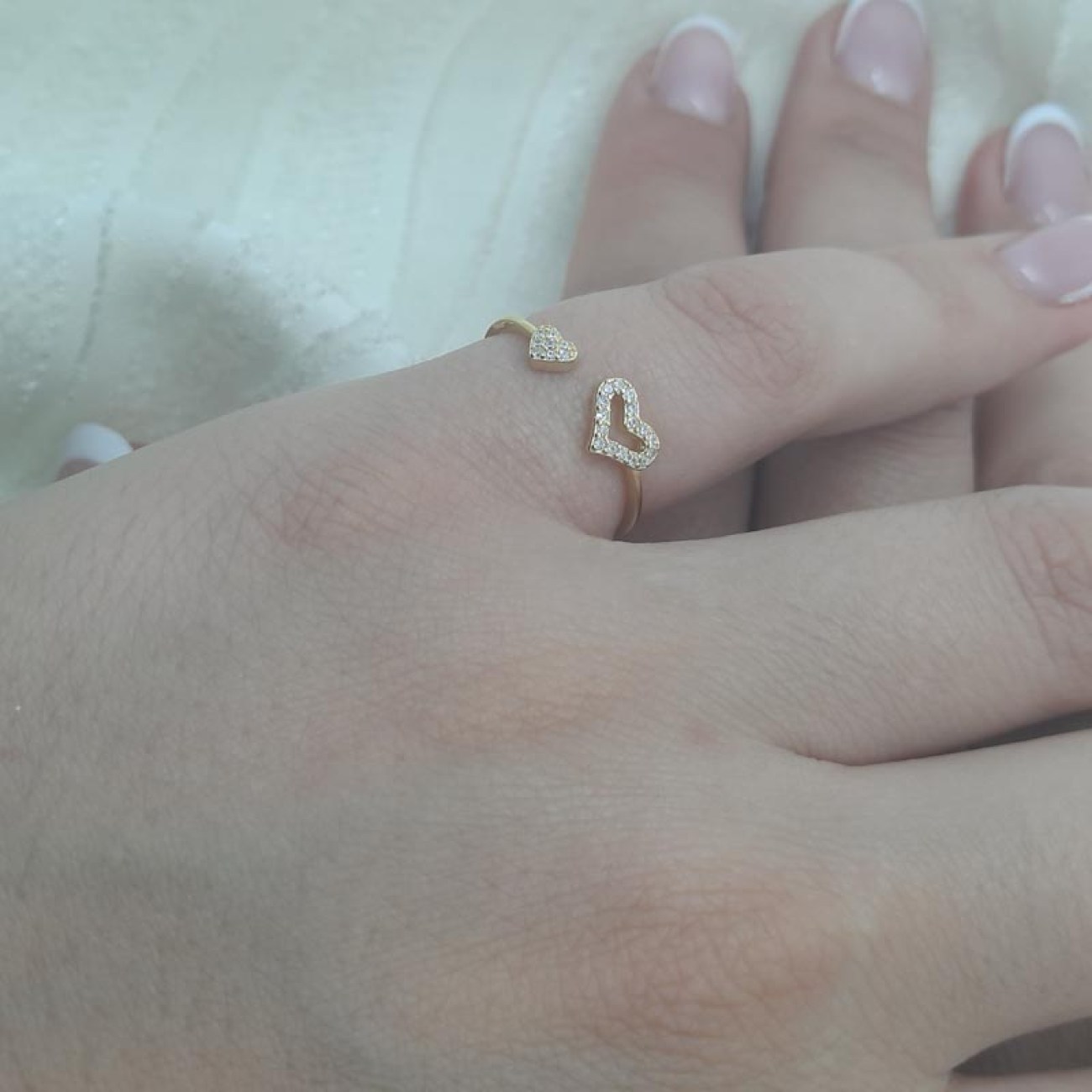 Δαχτυλίδι 2 καρδιές επίχρυσο