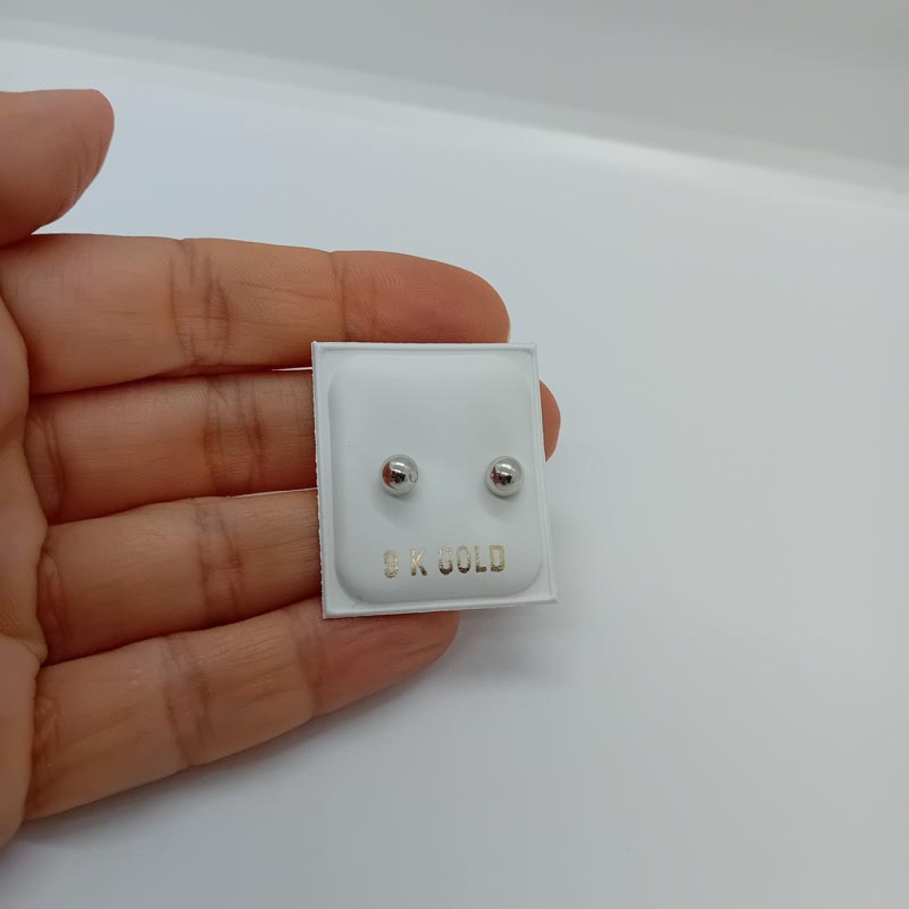 Λευκόχρυσα σκουλαρίκια μεγάλες μπίλιες Κ9