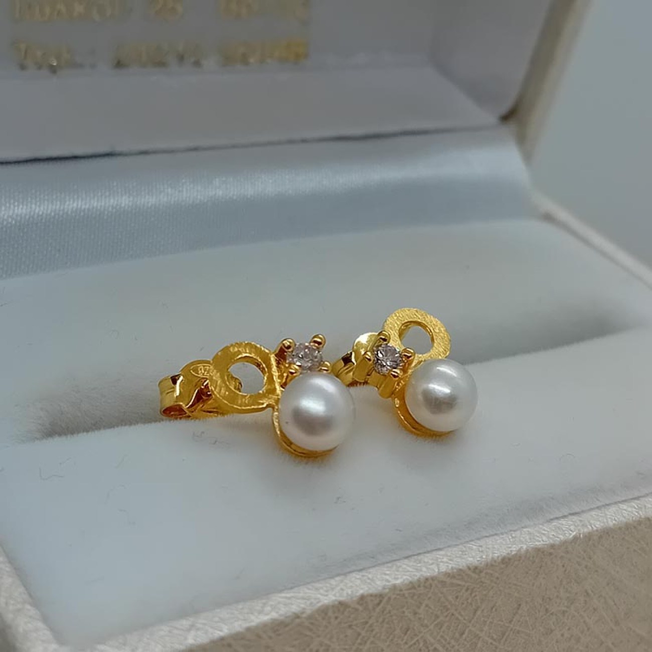 Σκουλαρίκια επίχρυσα πέρλα ζιργκόν