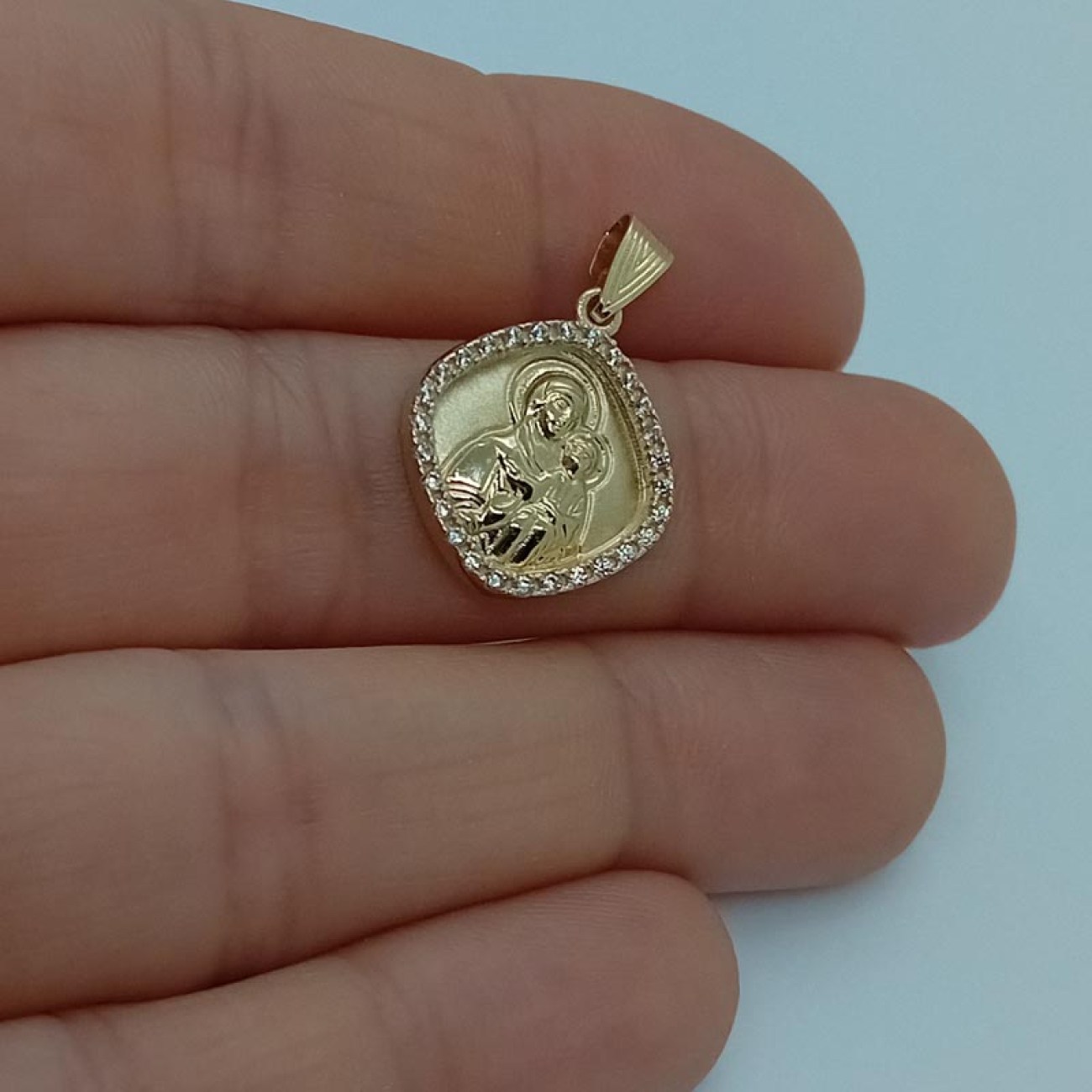 Μενταγιόν ρόμβος ΠΑΝΑΓΙΑ χρυσό 14 ΚΑΡΑΤΙΑ