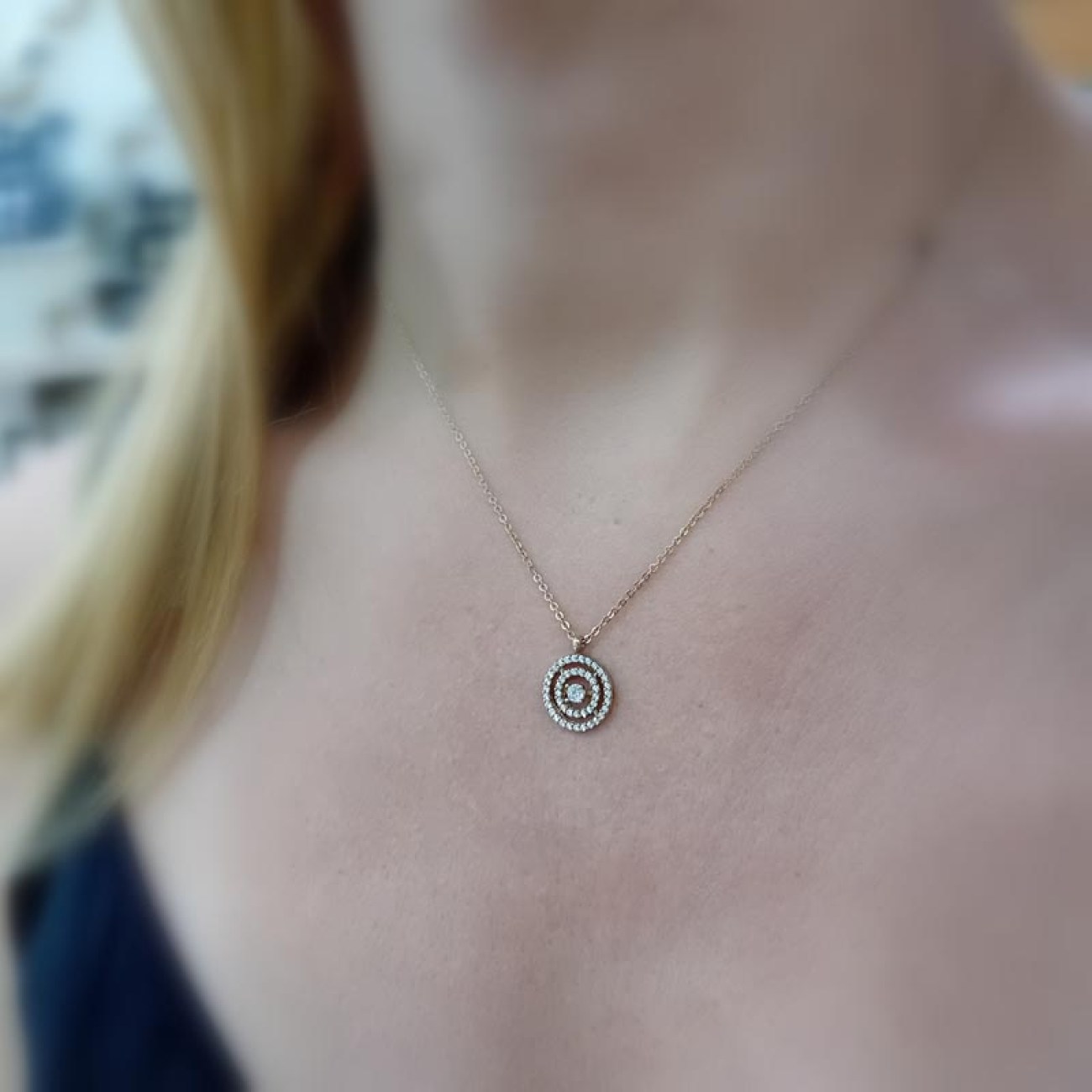 Χρυσό κολιέ K9 ζιργκόν Ο ΚΥΚΛΟΣ ΤΗΣ ΖΩΗΣ