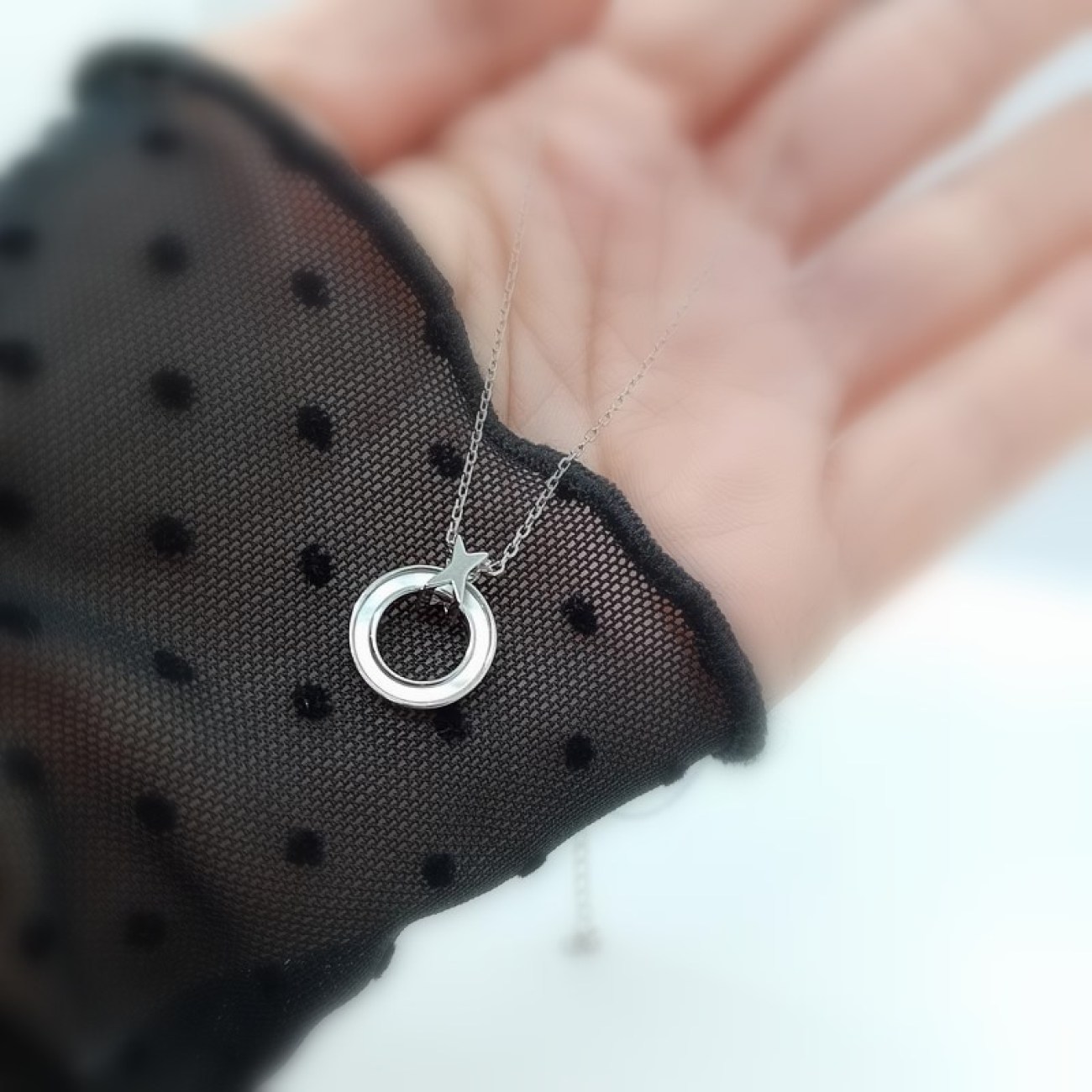 Κολιέ κύκλος ασήμι & φίλντισι