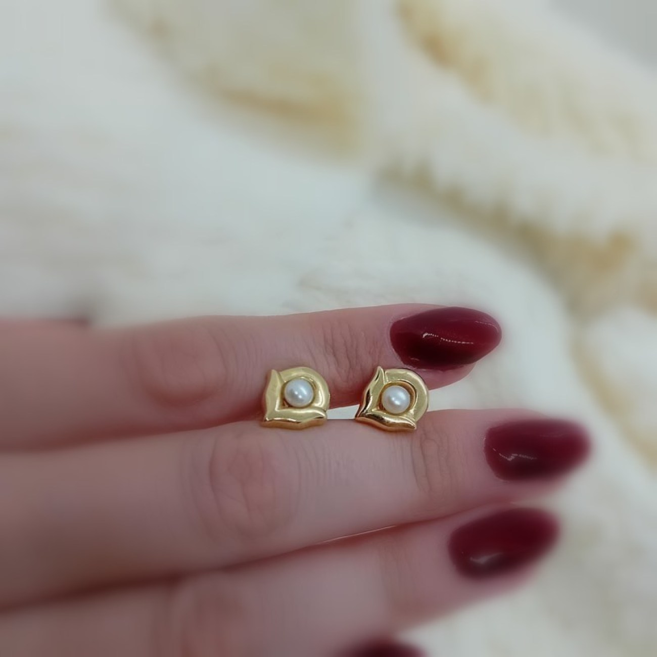 Σκουλαρίκια χρυσά Κ14 μαργαριτάρια