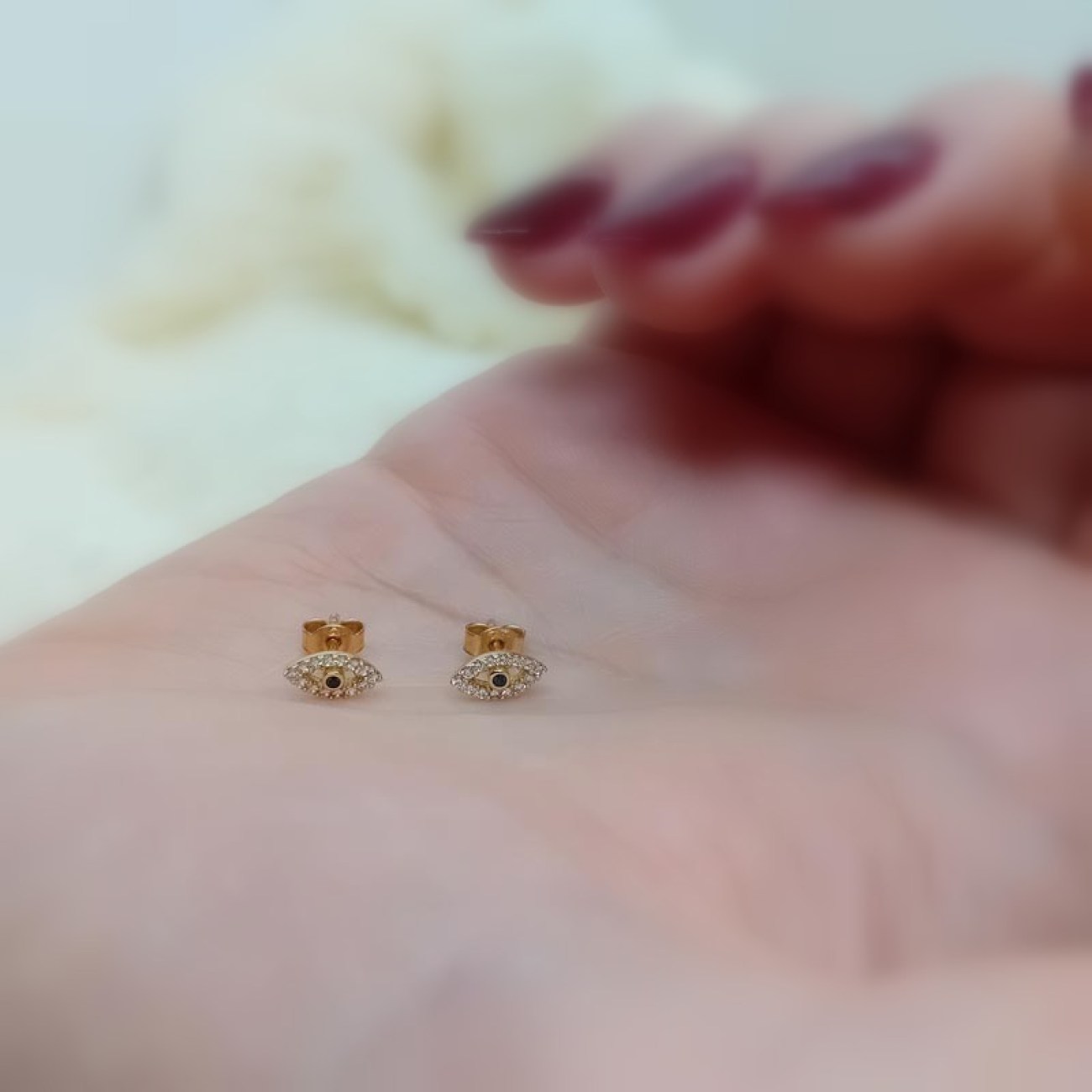 Σκουλαρίκια "ΜΑΤΑΚΙΑ" χρυσά Κ9 ζιργκόν 