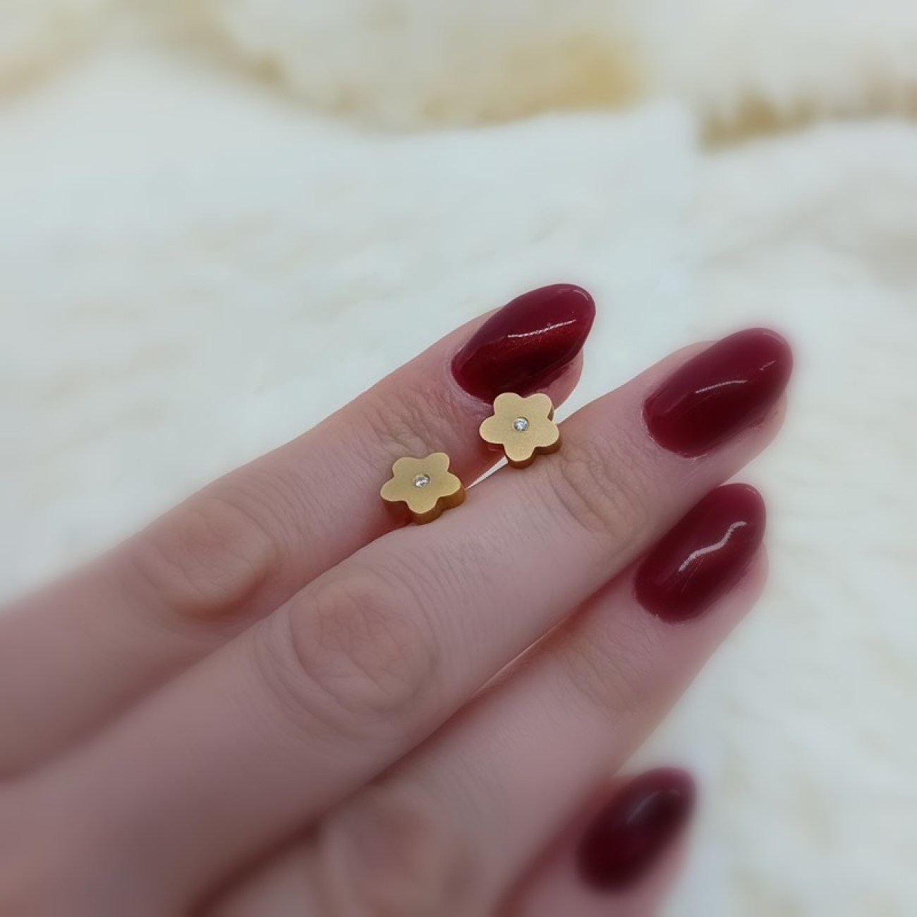 Χρυσά ματ σκουλαρίκια λουλούδια 14 ΚΑΡΑΤΙΑ