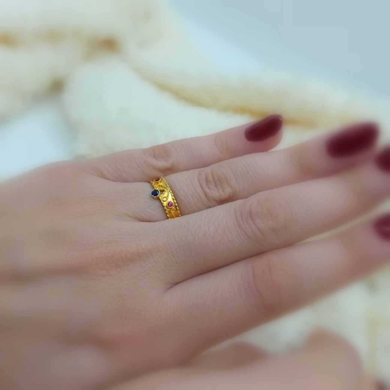 Χρυσό βυζαντινό δαχτυλίδι Κ14 byzantine crown