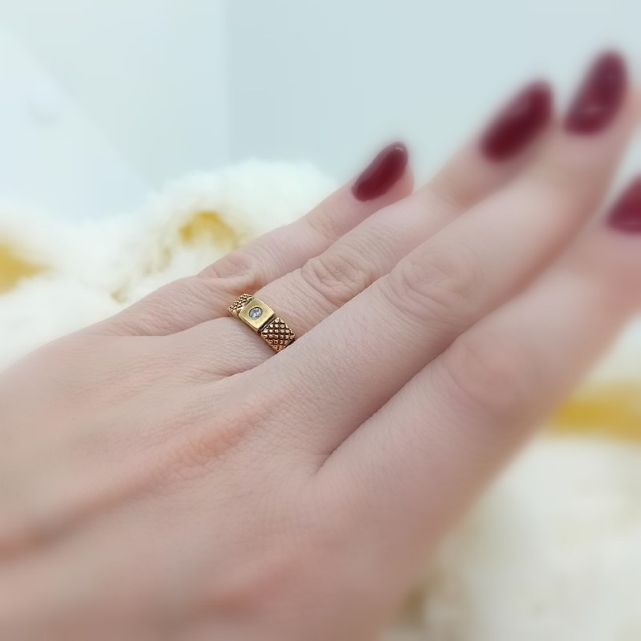 Χρυσό δαχτυλίδι γεωμετρικό Κ14 ζιργκόν