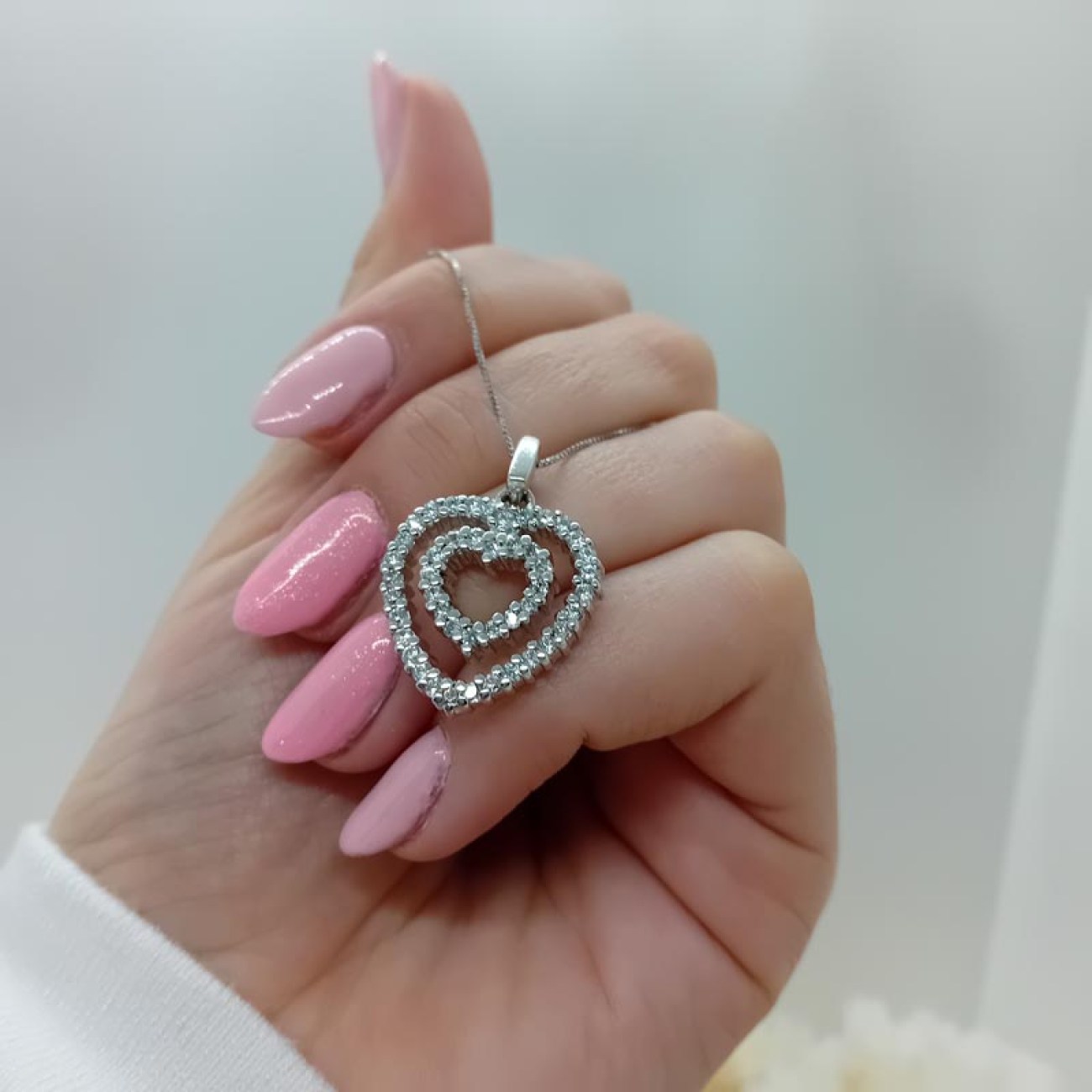 Κολιέ ασήμι ζιργκόν cuore