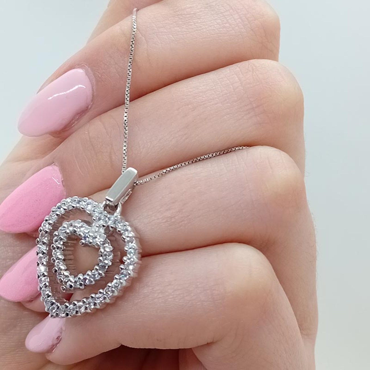 Κολιέ ασήμι ζιργκόν cuore