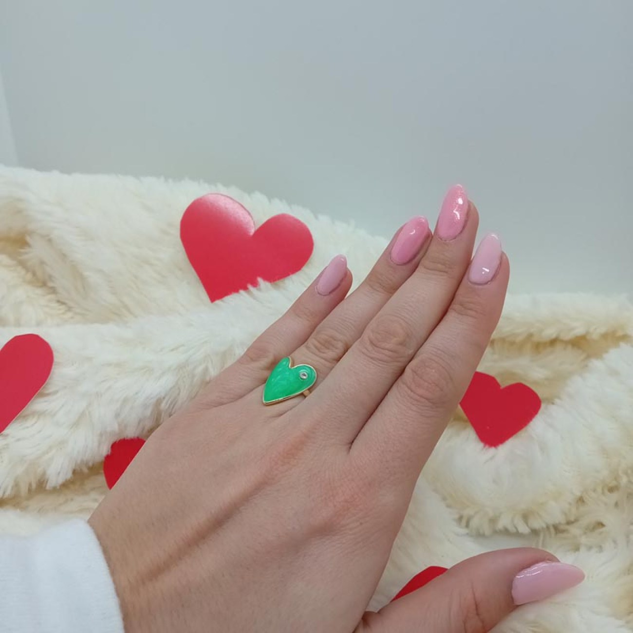 Δαχτυλίδι καρδιά πράσινο σμάλτο
