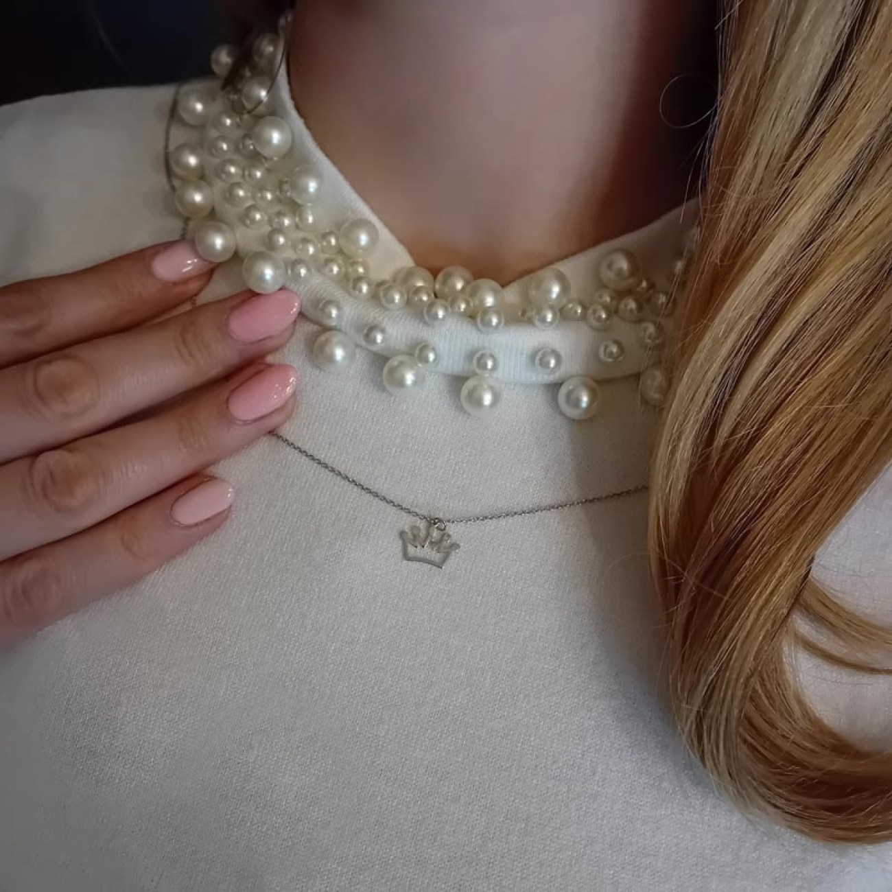 Ασημένιο κολιέ κoρώνα 