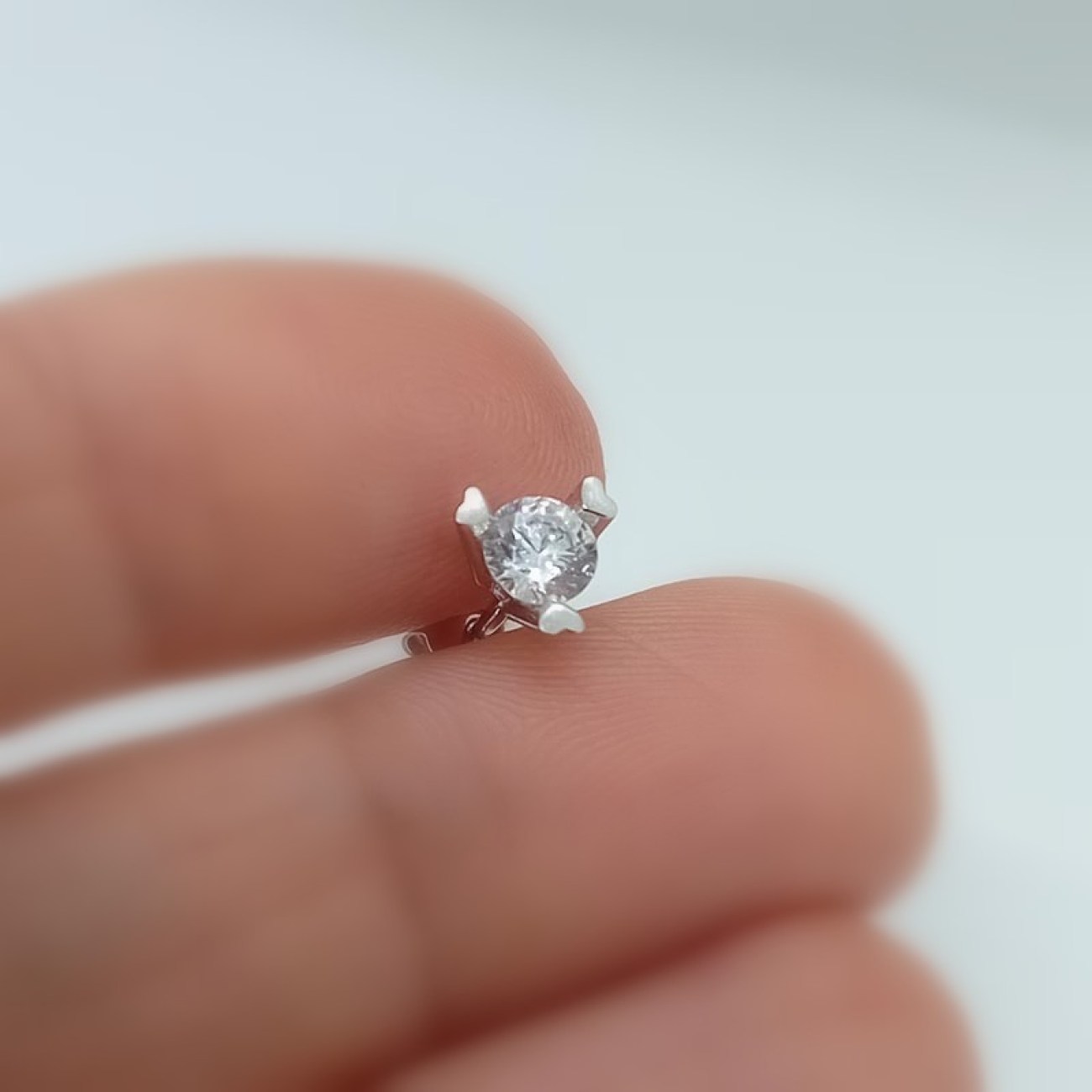 Λευκόχρυσα σκουλαρίκια K14 ζιργκόν μονοπετράκια