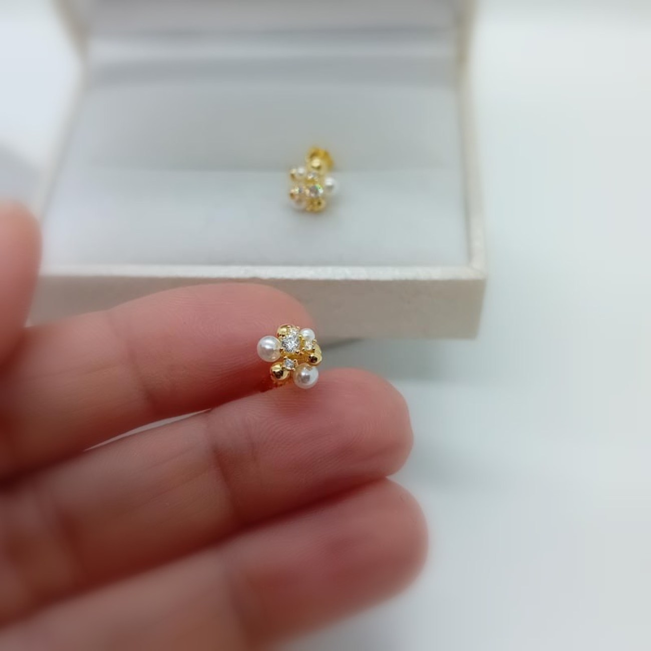 Σκουλαρίκια επιχρυσωμένο ασήμι με πέρλες