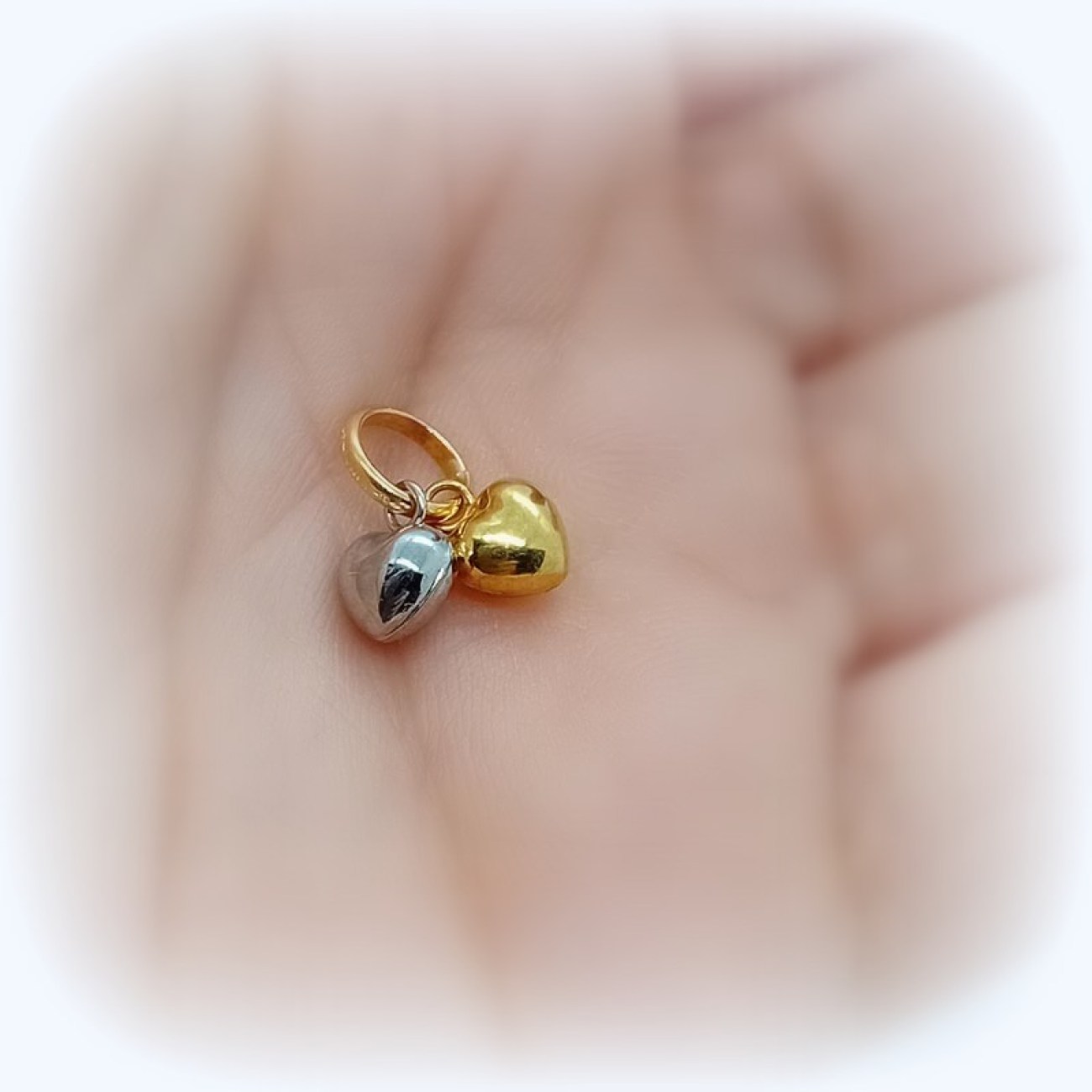 Δύο καρδιές μαζί χρυσή + λευκόχρυση 18 ΚΑΡΑΤΙΑ