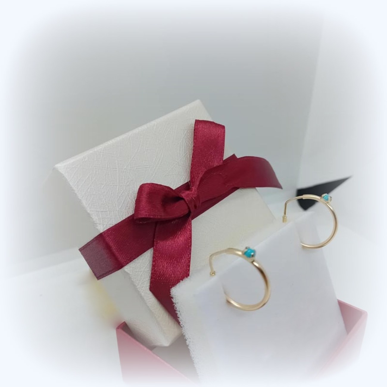 Χρυσά κρικάκια 14 ΚΑΡΑΤΙΑ γαλάζια πετρούλα