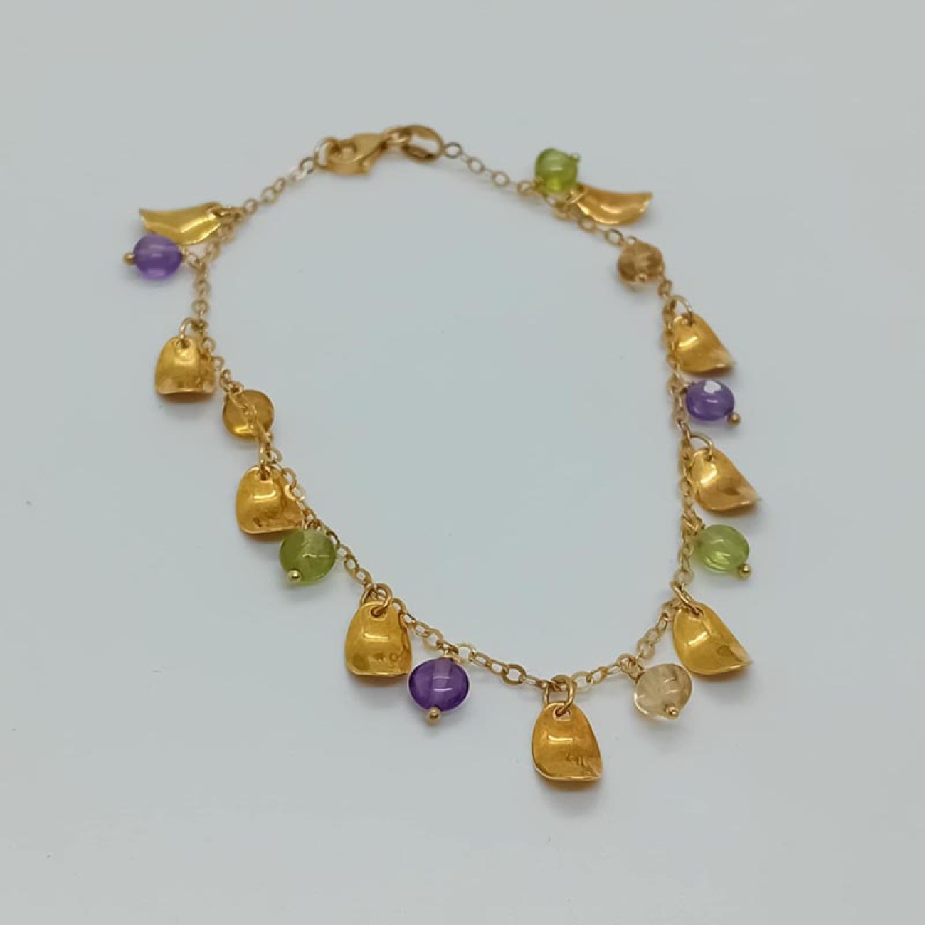 Βραχιόλι χρυσό μποέμ με αμέθυστους Κ14