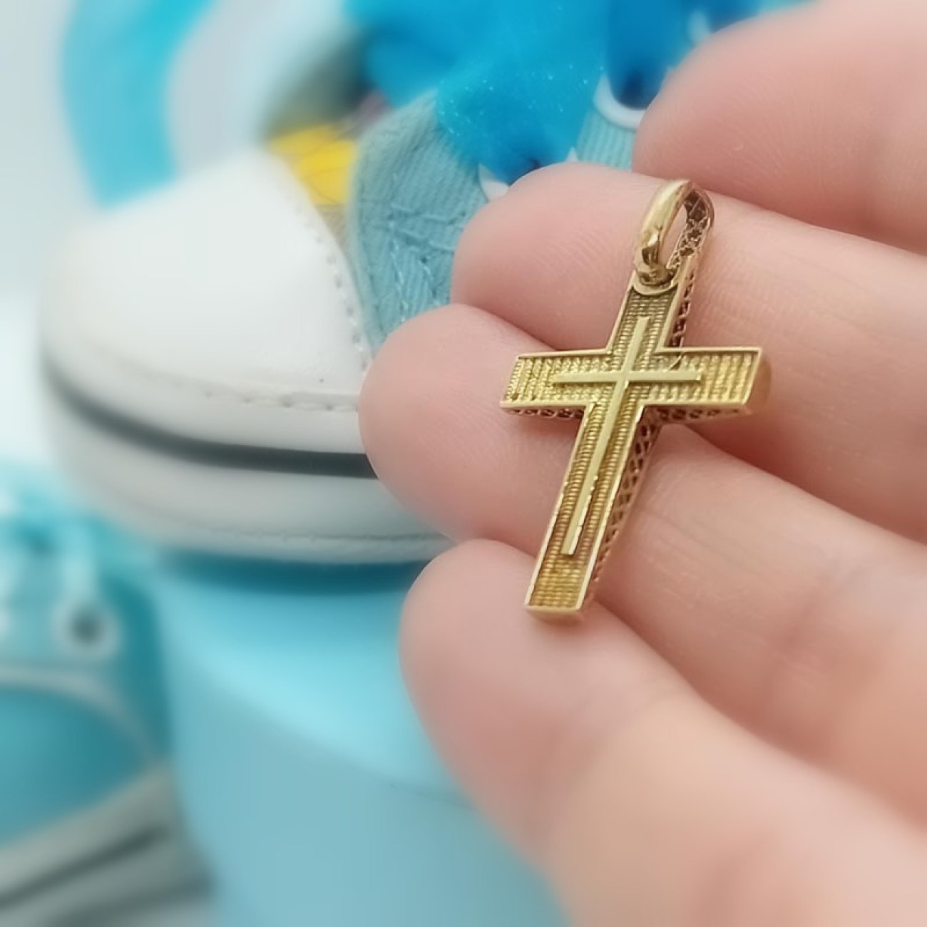 Σταυρός βάπτισης χρυσός ντούμπλ φας K14