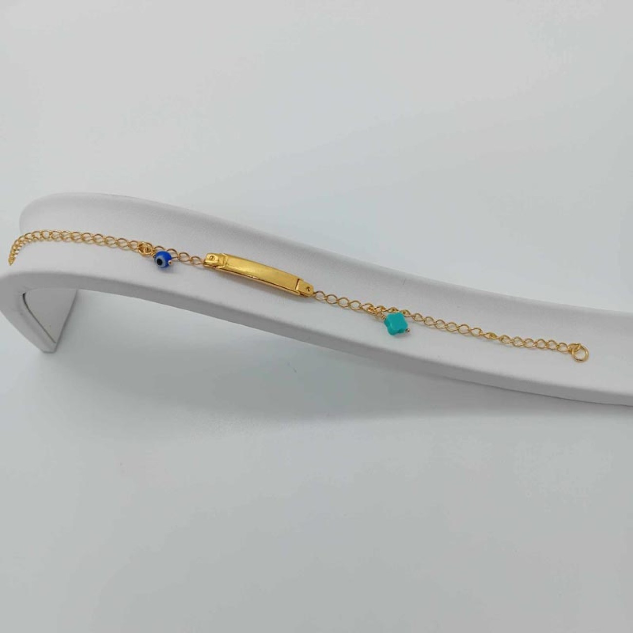 Ταυτότητα επιχρυσωμένο ασήμι τυρκουάζ σταυρουδάκι