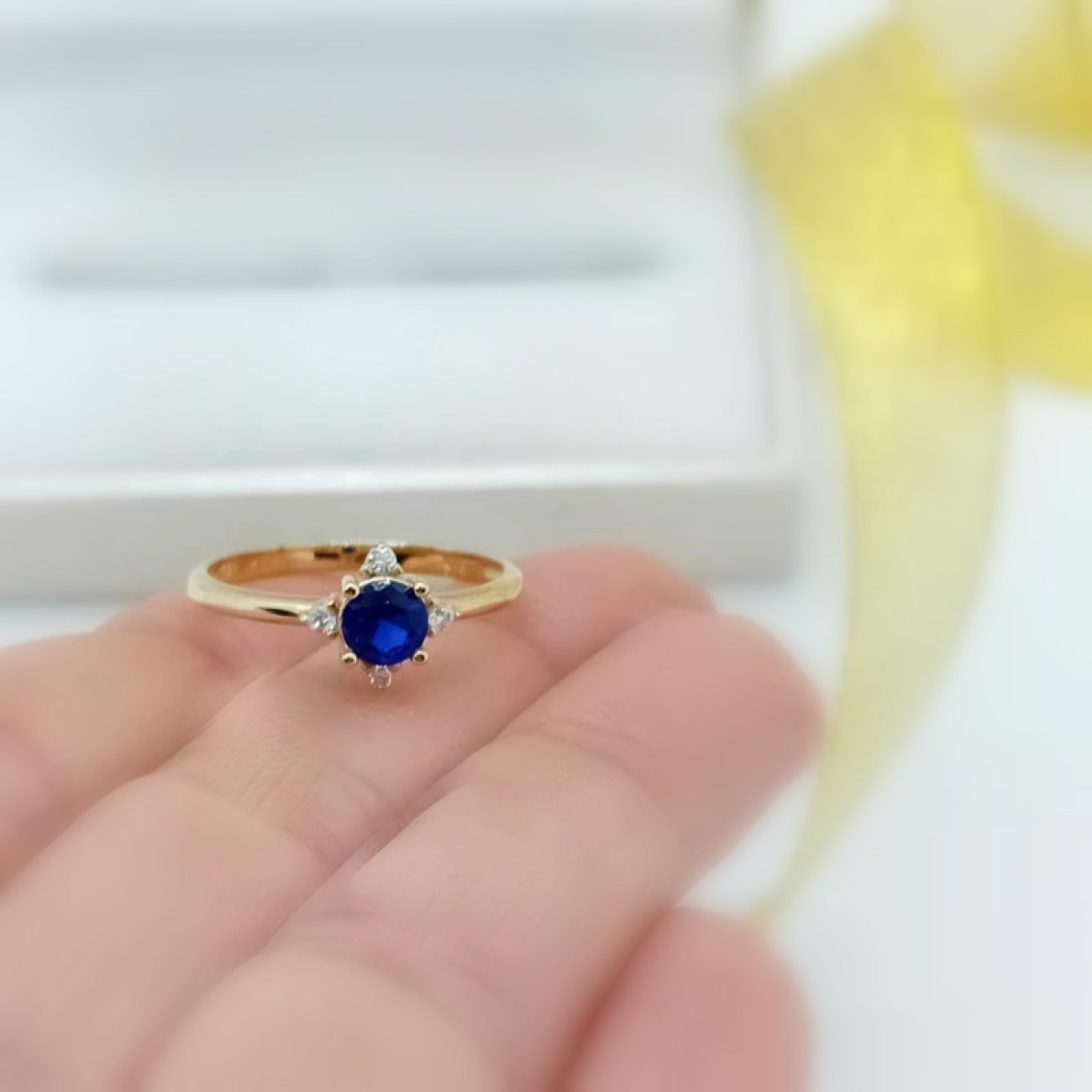 Δαχτυλίδι γυναικείο χρυσό μπλε ζιργκόν