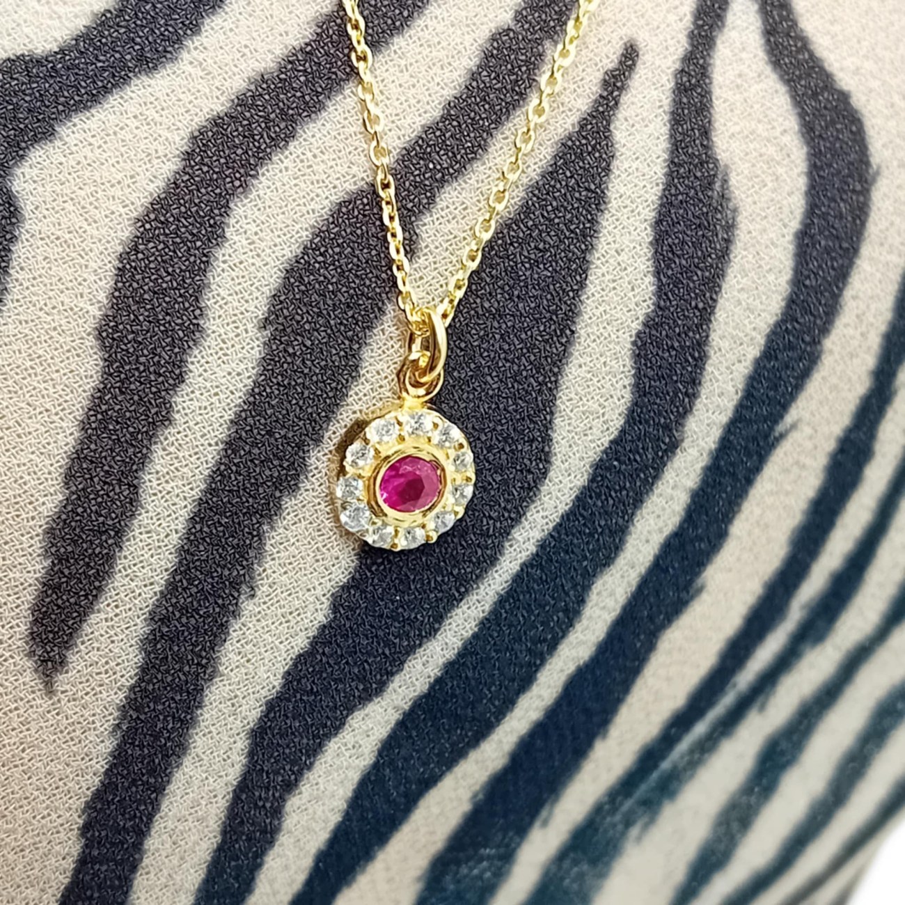 ΚΟΛΙΕ επιχρυσωμένο ασήμι ζιργκόν ροζ magenta