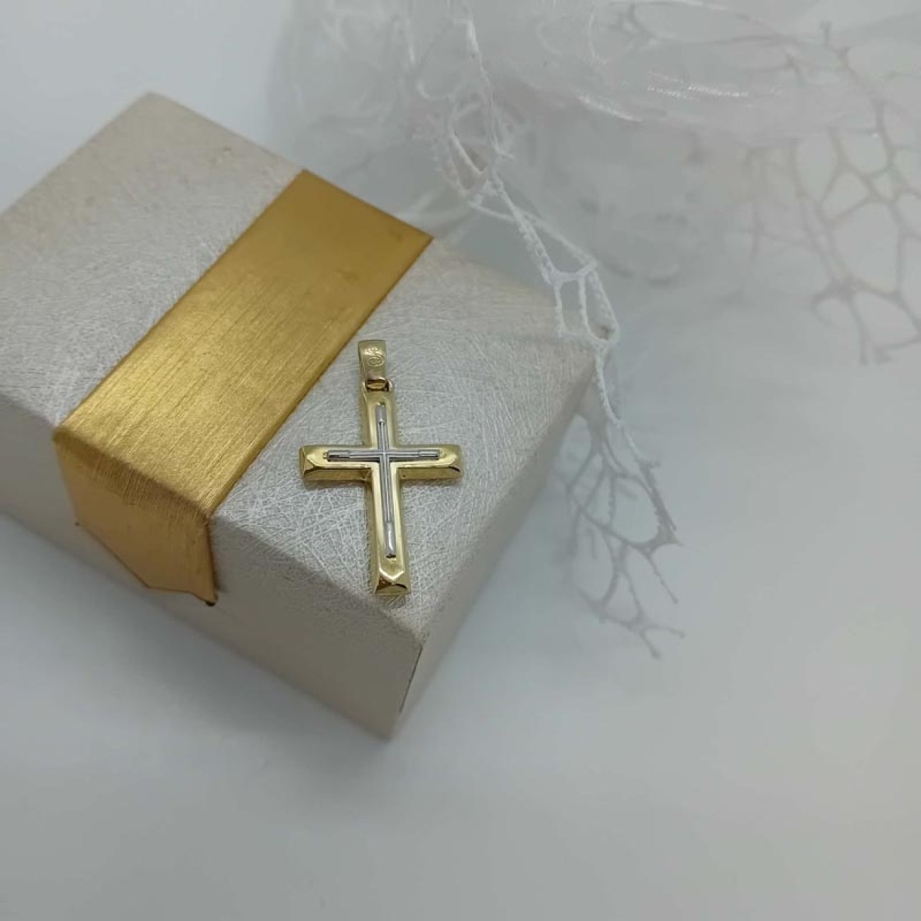 Βαπτιστικός χρυσός σταυρός για αγόρι ντουμπλ-φας