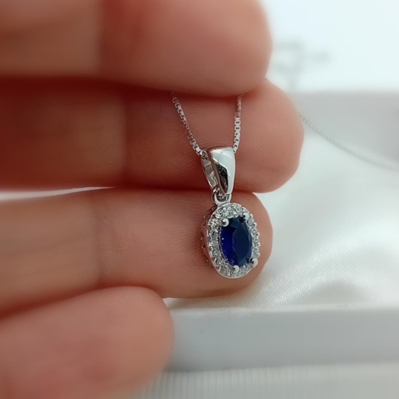 ΚΟΛΙΕ Ασήμι 925 μπλε ζιργκόν