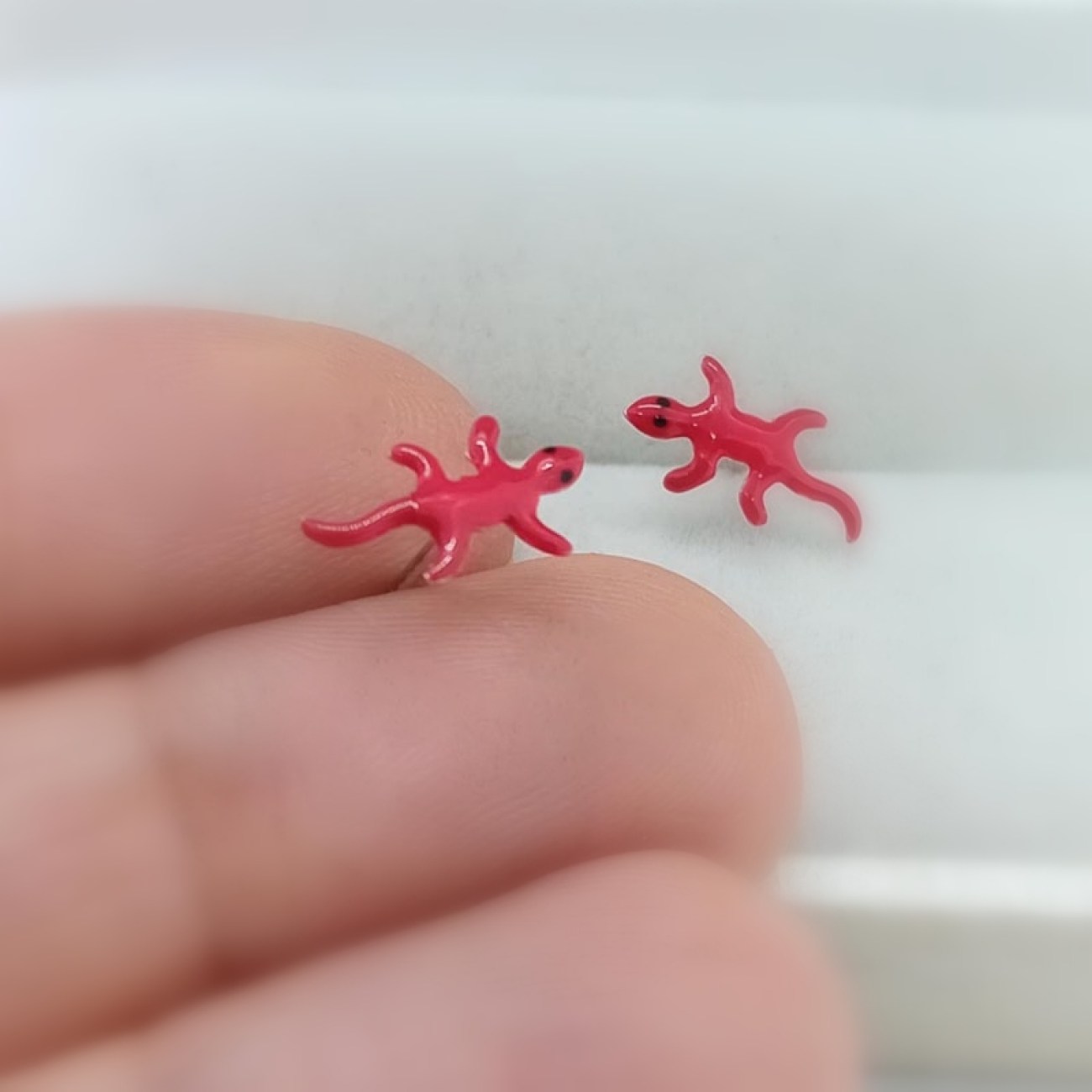 Σκουλαρίκια από ασήμι κόκκινες σαύρες