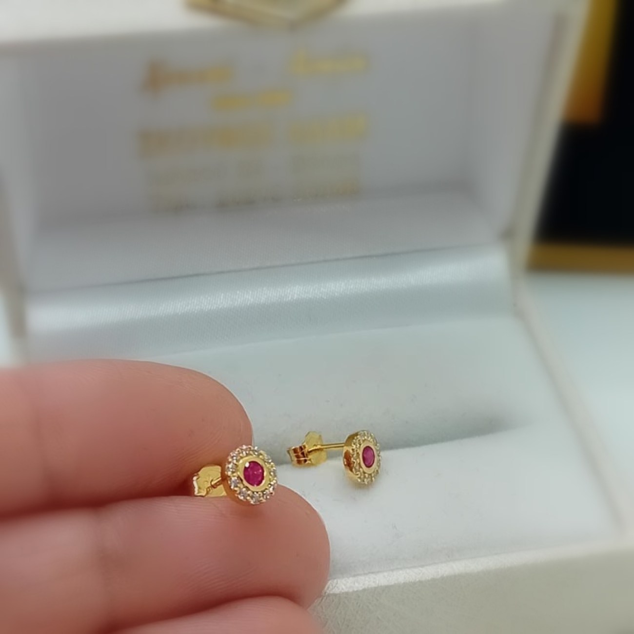 Σκουλαρίκια επιχρυσωμένο ασήμι ζιργκόν ροζ magenta