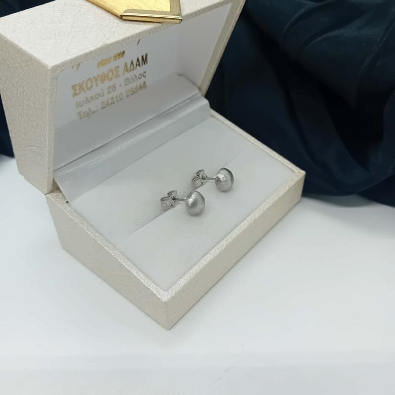 ΛΕΥΚΟΧΡΥΣΕΣ ματ ΜΠΙΛΙΕΣ σκουλαρίκια Κ14 