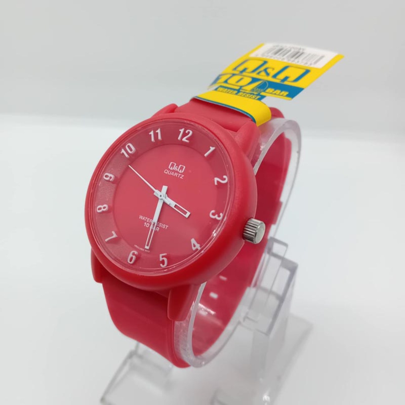 Ρολόι χειρός μεγάλο καντράν λουράκι καουτσούκ κόκκινο