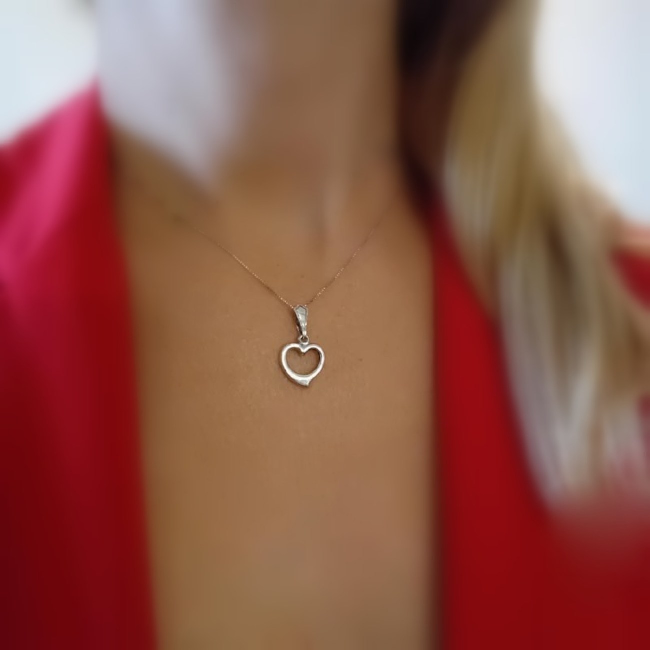 Μενταγιόν λευκόχρυση καρδιά Κ14