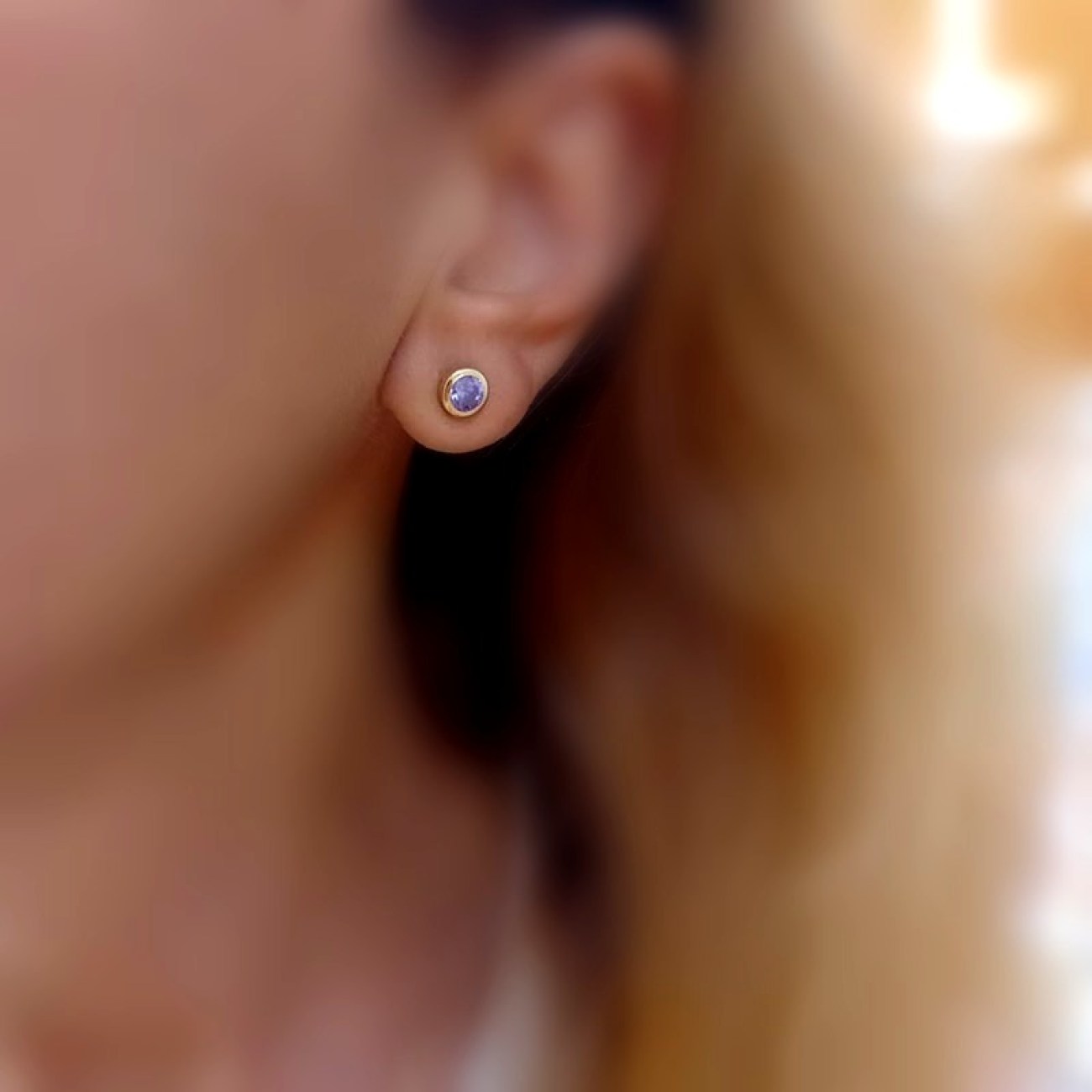 Σκουλαρίκια στρογγυλά χρυσά Κ14 ΜΩΒ