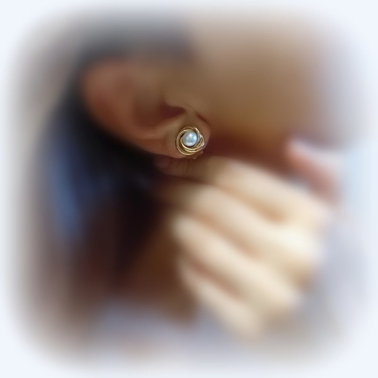 Σκουλαρίκια φωλιά με μαργαριτάρι ΧΡΥΣΑ Κ14 με κλιπ