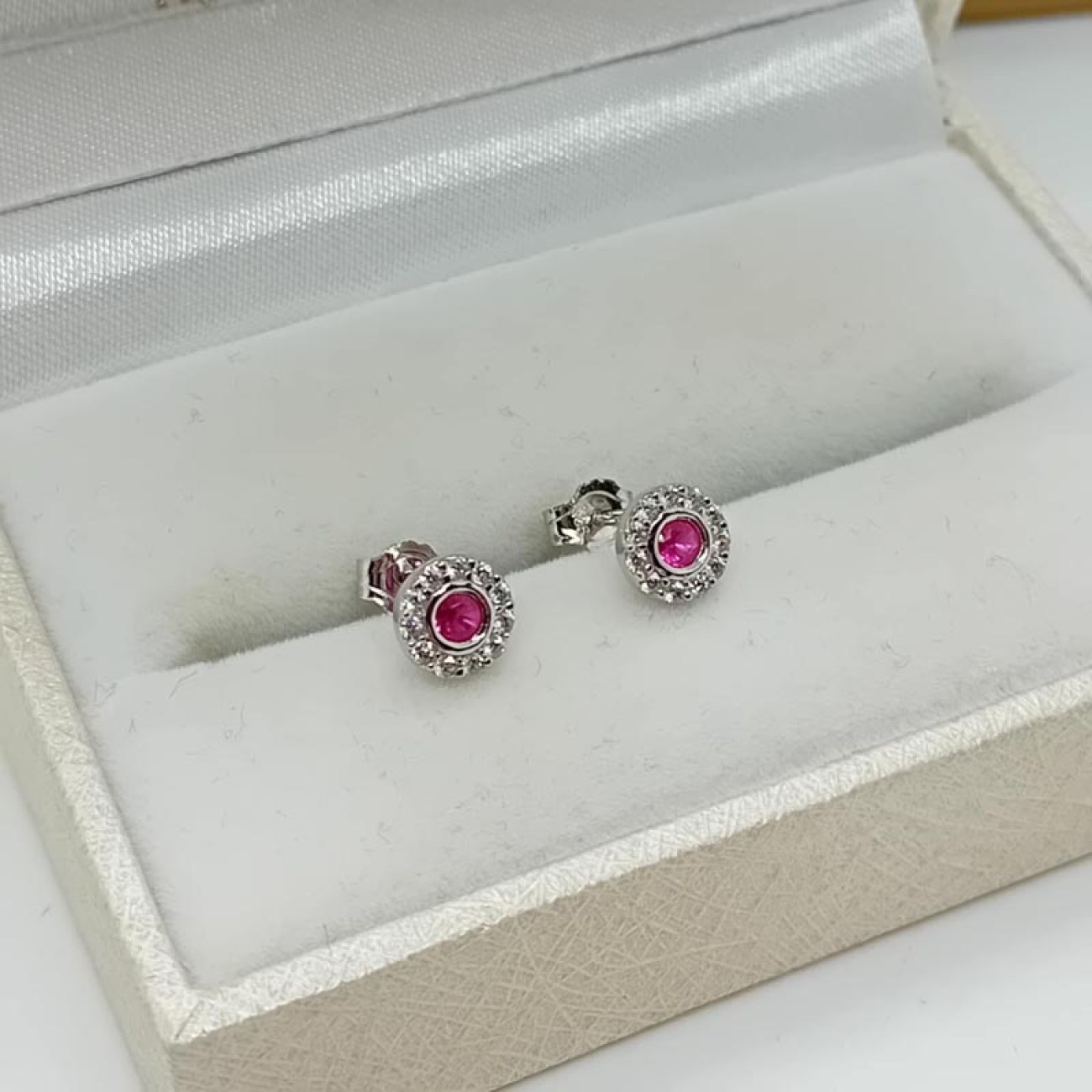 ΣΚΟΥΛΑΡΙΚΙΑ καρφωτά ΑΣΗΜΙ 925 ροζ magenta