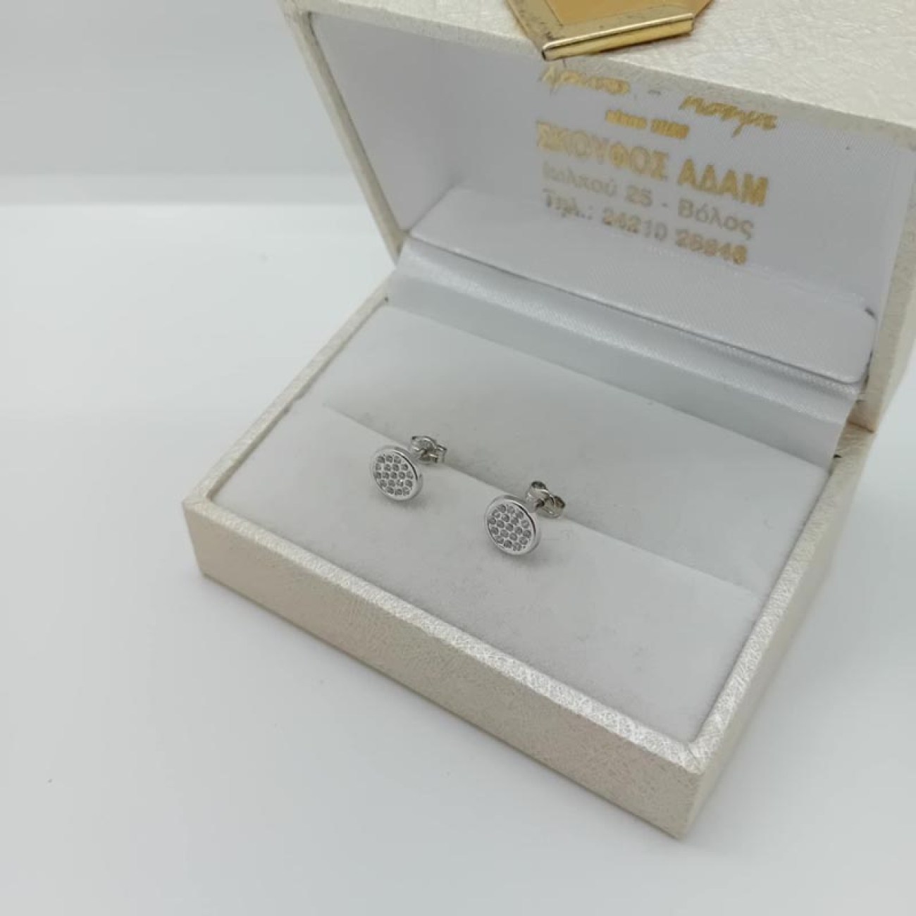 Σκουλαρίκια λευκόχρυσα ΚΥΚΛΟΣ ΜΕ ΠΟΛΛΑ ΖΙΡΓΚΟΝ Κ9