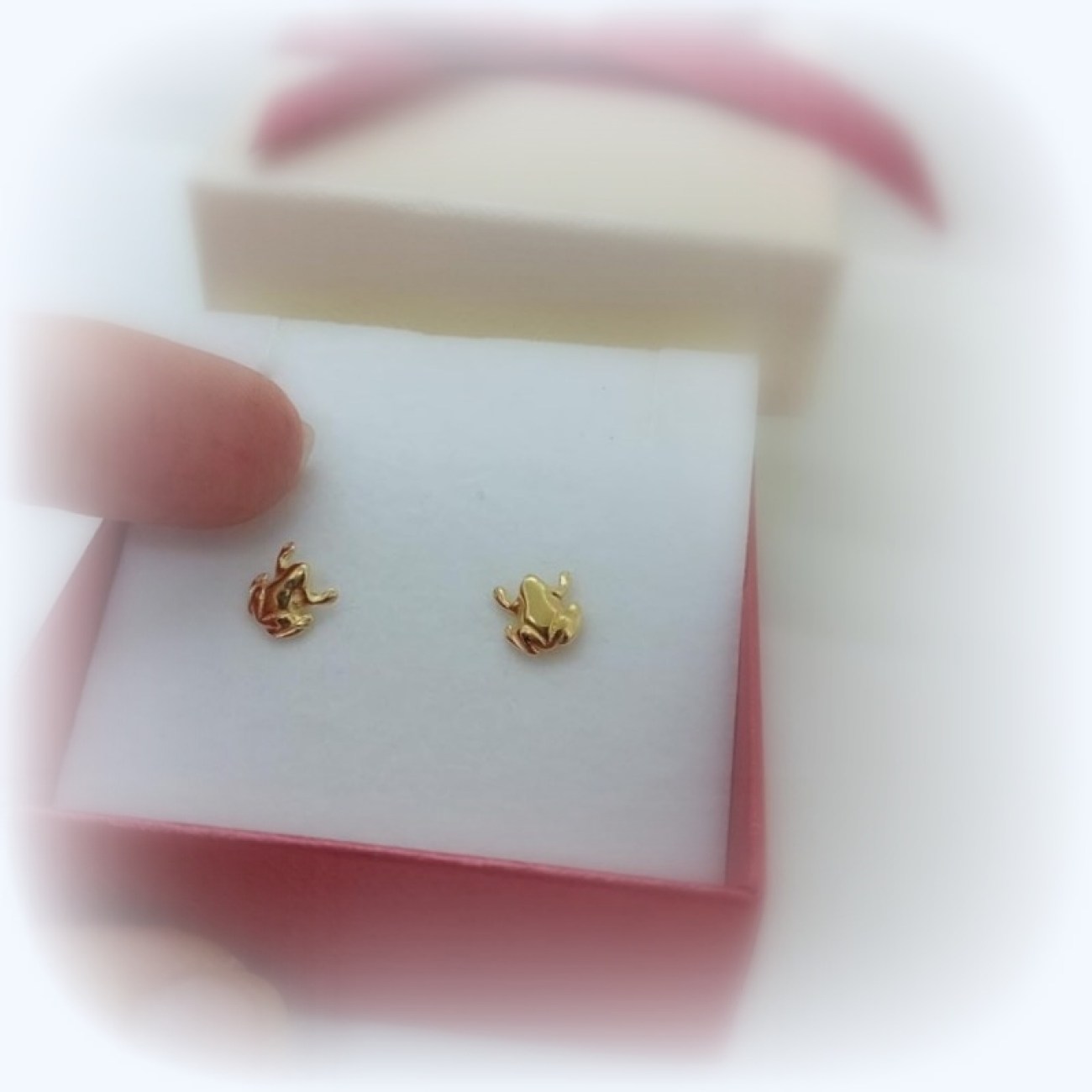 Χρυσά σκουλαρίκια Κ14 τυχερά βατραχάκια