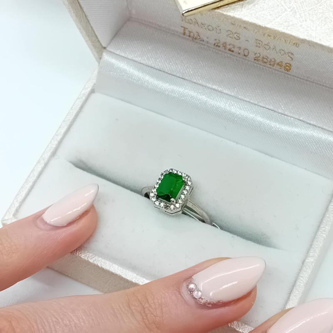 Δαχτυλίδι πράσινο ζιργκόν ασήμι 9.25 