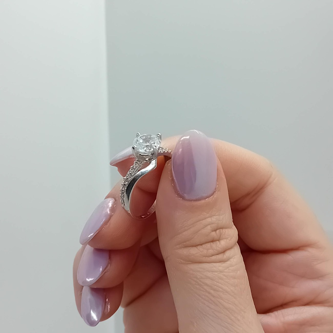 Ρομαντικό μονόπετρο λευκόχρυσο 14 καρατίων 