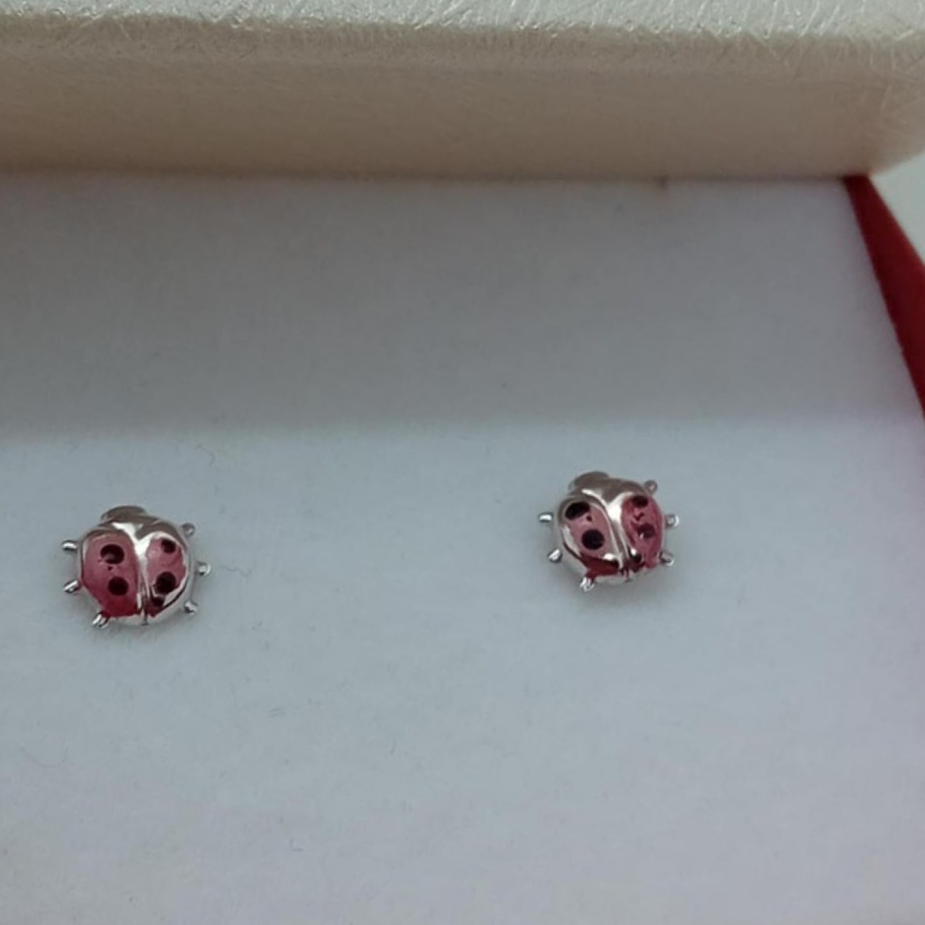 Χρυσά σκουλαρίκια λευκόχρυσα ροζ πασχαλίτσες