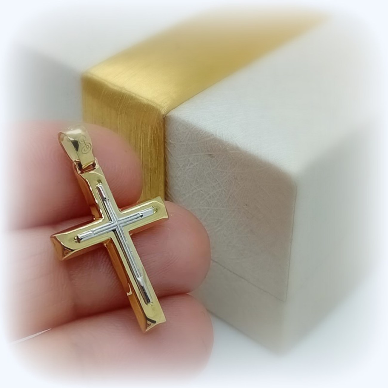 Βαπτιστικός χρυσός σταυρός για αγόρι ντουμπλ-φας