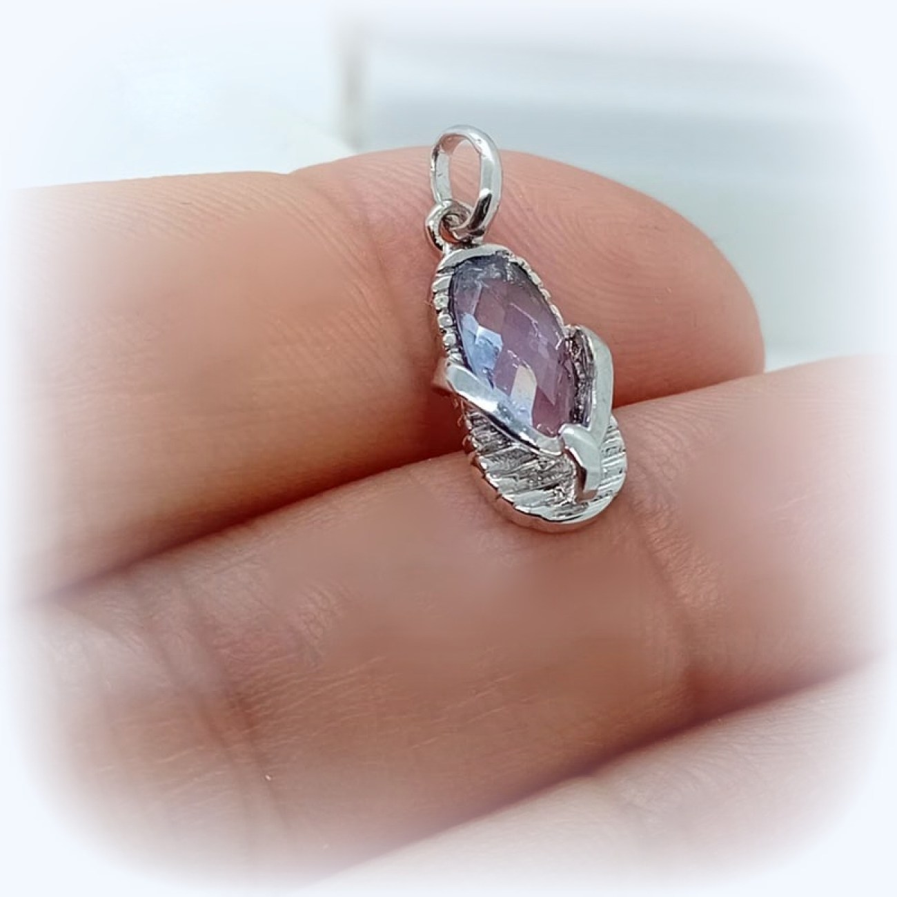 ΜΕΝΤΑΓΙΟΝ σαγιονάρα ασήμι 925 με ζιργκόν λιλά