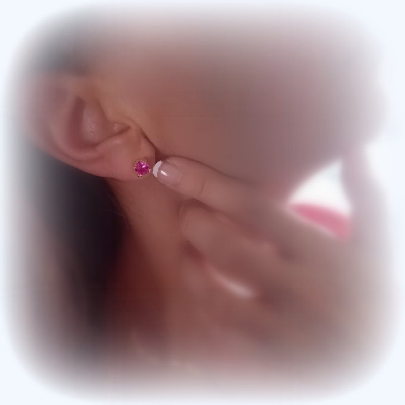 Σκουλαρίκια επιχρυσωμένο ασήμι με ζιργκόν ροζ magenta καρφωτά