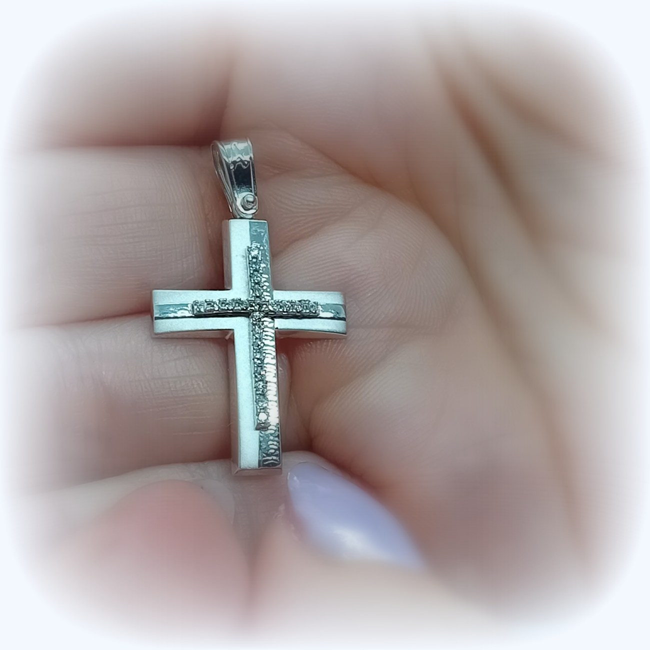 Βαπτιστικός σταυρός για κορίτσι λευκόχρυσος  Κ9 ζιργκόν